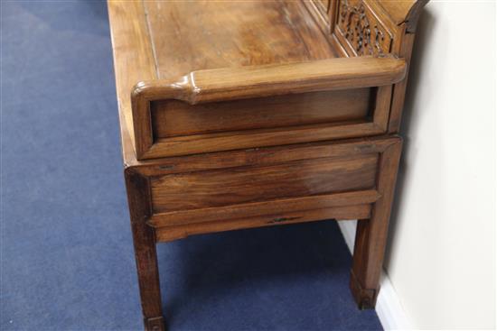 A Chinese hardwood bench, 19th century, W.6ft 2in. D.2ft H.2ft 8in.